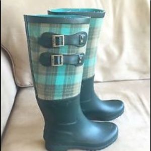 UGG Green Plaid Rainboots